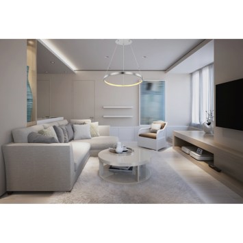 Závesné svietidlo, nikel, plast opál, Ø 385, V: 1200, LED 19W 230V, 1400lm zdroj, 800lm výstup, 3000K obrazok-2